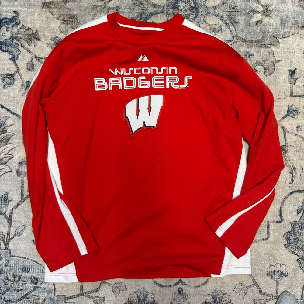 Wisconsin Badgers Red Long Sleeve Crewneck Pullover